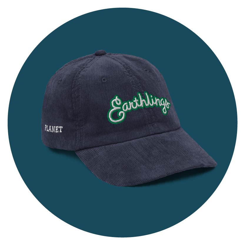 Navy blue cap with 'Earthlings' by Jedd