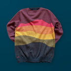 Back view of the Horizons sunset graphic knit sweater by Jedd — original artist-made designer fashion