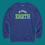 A navy blue sweatshirt that reads Planet Earth